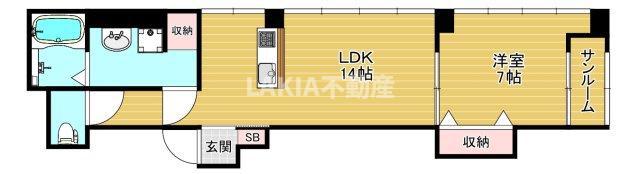 ライフ昭和町ビル(1LDK/5階)の間取り写真