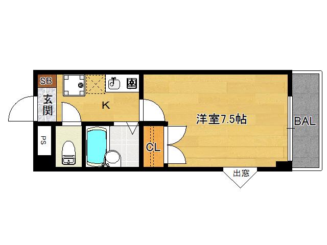 K-HOUSE(1K/2階)の間取り写真