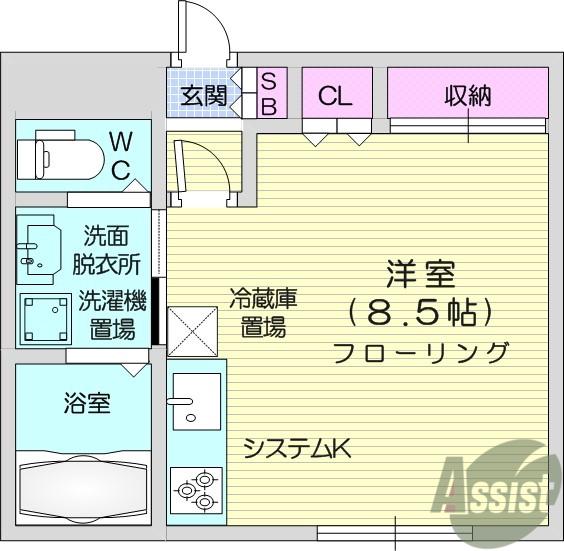 ピア大町(ワンルーム/4階)の間取り写真