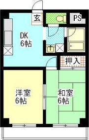 マンションしらかば(2DK/1階)の間取り写真
