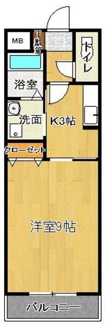 アイビーコート12の月(1K/2階)の間取り写真