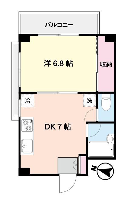 広瀬ハウス(1DK/2階)の間取り写真