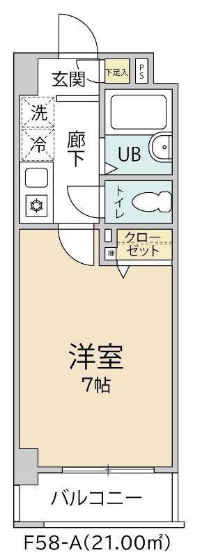 クオーレプロバンス南行徳II(1K/3階)の間取り写真