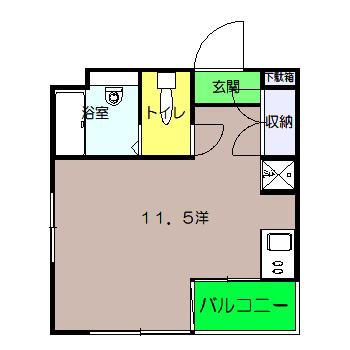 ヴィラ青柳(ワンルーム/3階)の間取り写真