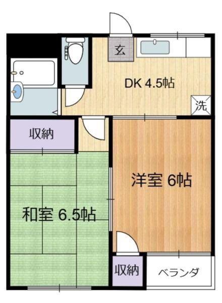 ハイツプリズムB棟(2K/2階)の間取り写真