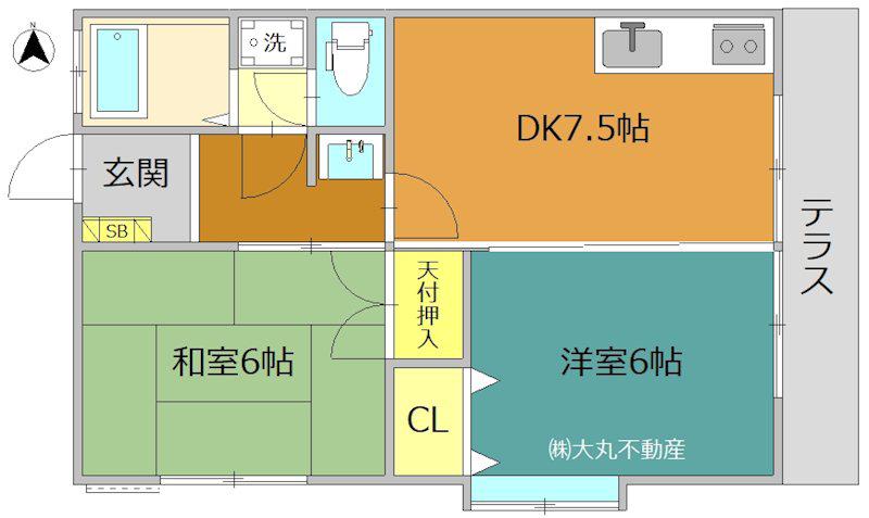 コーポオオゴ G(2DK/1階)の間取り写真