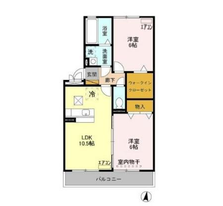 ラクーン・ヒル(2LDK/1階)の間取り写真