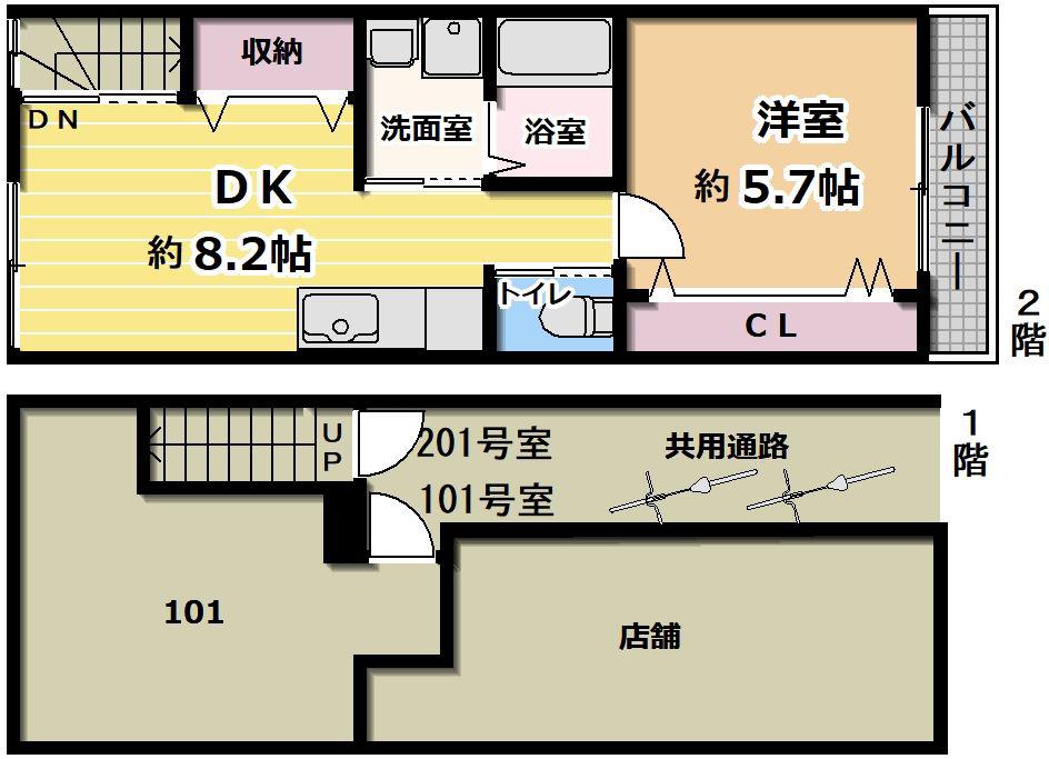 大林アパート(1DK/2階)の間取り写真