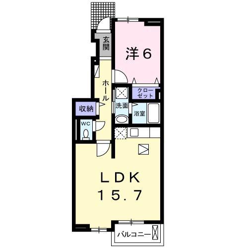 アルバーロ(1LDK/1階)の間取り写真