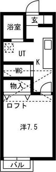 ブルーリーフI(1K/1階)の間取り写真