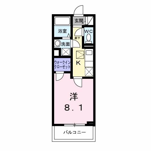 ヒカルサ神戸王塚台2(1K/1階)の間取り写真