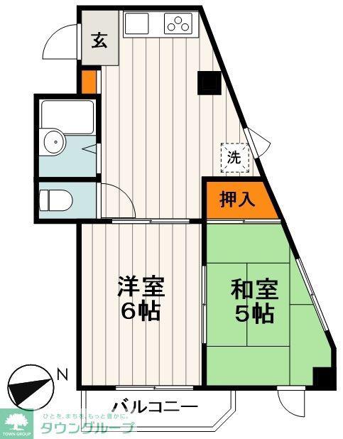 メゾンムーヴェル(2DK/4階)の間取り写真