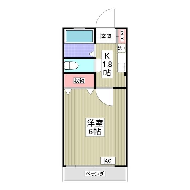 エヴィアン(1K/1階)の間取り写真