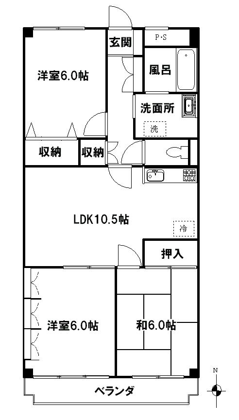 コースト逗子(3LDK/1階)の間取り写真