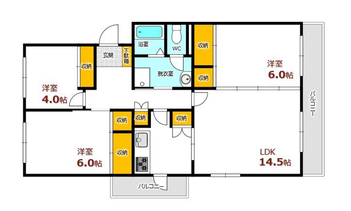 KSB2(3LDK/1階)の間取り写真
