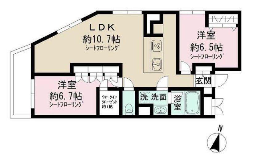 アドミラル碑文谷(2LDK/2階)の間取り写真
