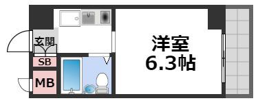 シティピア玉造(1K/7階)の間取り写真