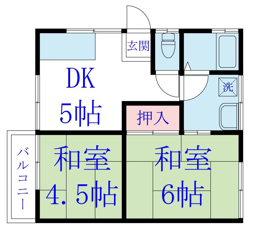 マーシャン・コーポ船橋(2DK/2階)の間取り写真