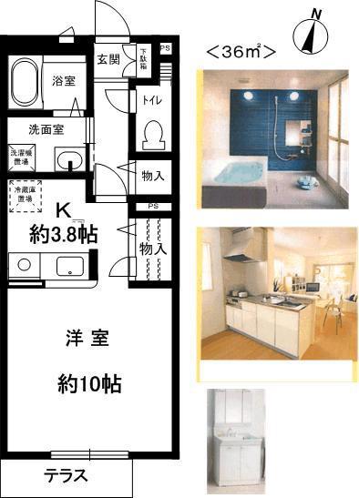 ビバーチェ住吉(1K/1階)の間取り写真