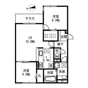 PASSARO GRANDE桃ヶ池(2LDK/2階)の間取り写真