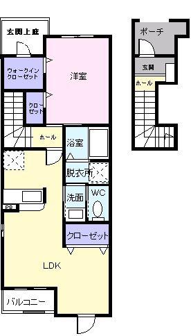 名鉄三河線 土橋駅(愛知) 徒歩23分 2階建 築20年(1LDK/2階)の間取り写真