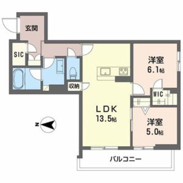 シャーメゾン静永(2LDK/2階)の間取り写真