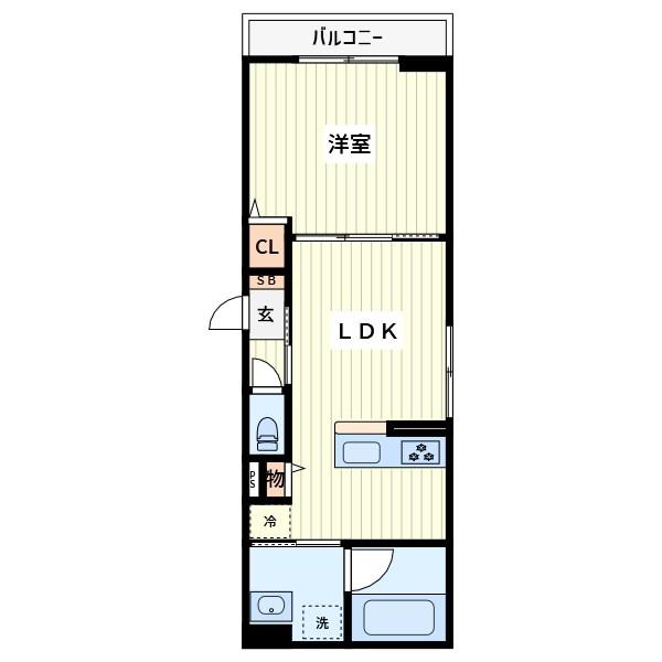 蕨市錦町4丁目  北棟(1LDK/1階)の間取り写真