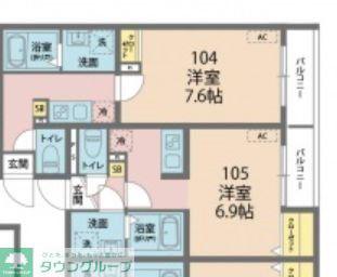 カインドネス厚木幸町(1K/3階)の間取り写真