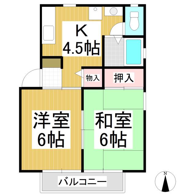 サンシティ金井田 B(2K/1階)の間取り写真