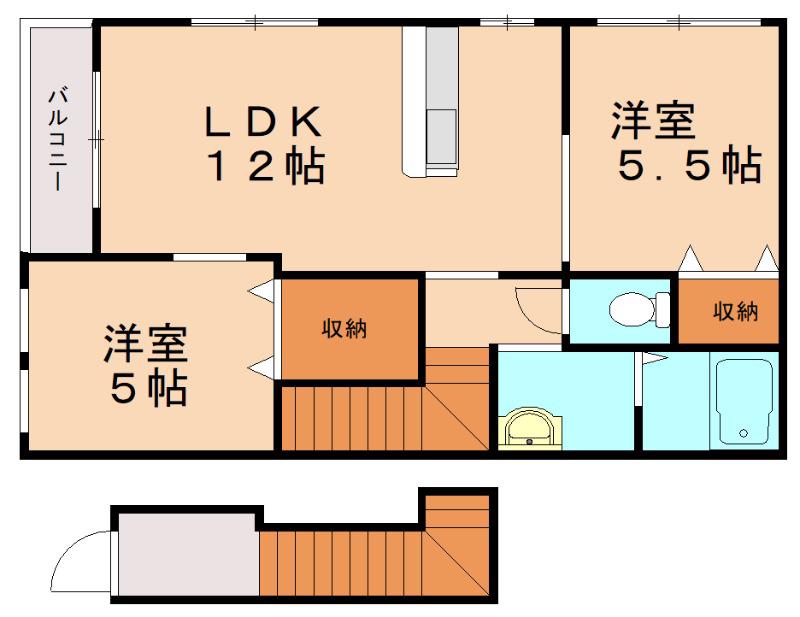 メゾン福重(2LDK/2階)の間取り写真