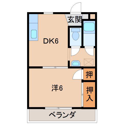 マンション本町(1DK/1階)の間取り写真