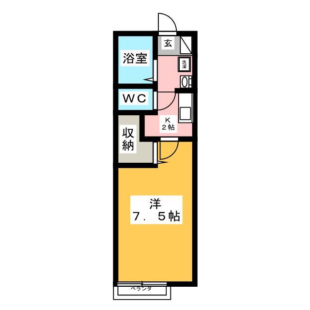 ルシオーレ(1K/1階)の間取り写真