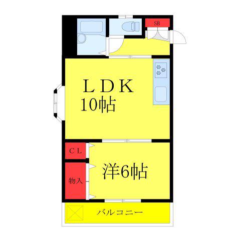 カーサ栄(1LDK/3階)の間取り写真