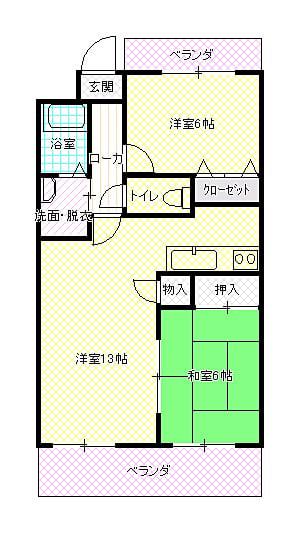 ヴィラージュ興南(2LDK/3階)の間取り写真
