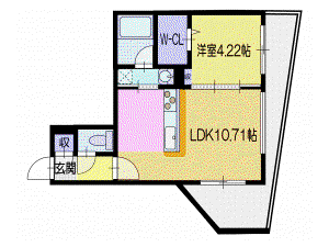 オルセーイスト北広島(1LDK/3階)の間取り写真