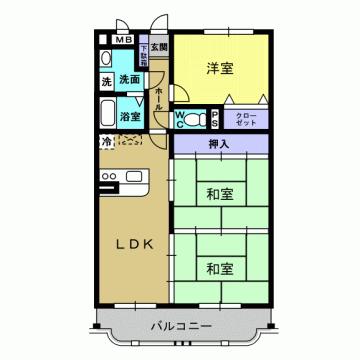 スカイヒル・K(3LDK/2階)の間取り写真