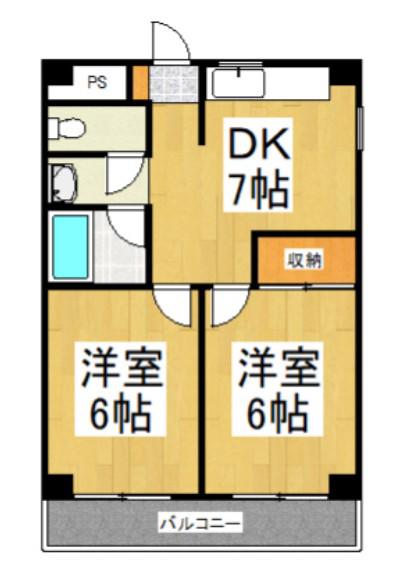 アルカディアしき(2DK/2階)の間取り写真