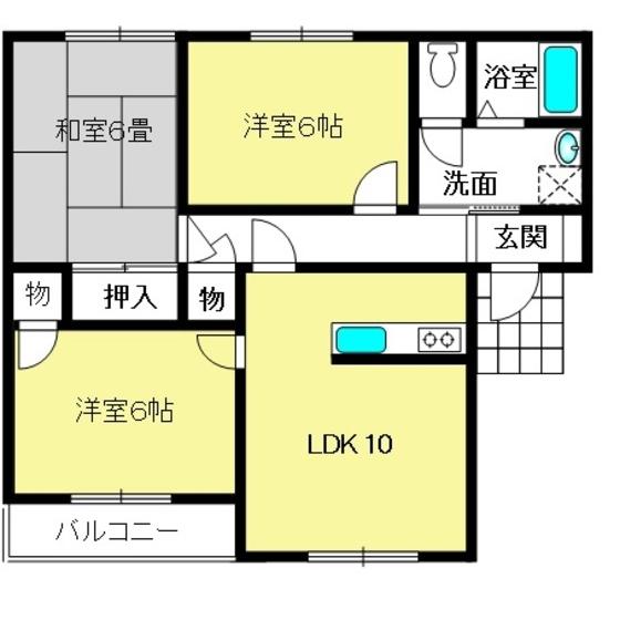 シャトーロワール(3LDK/2階)の間取り写真
