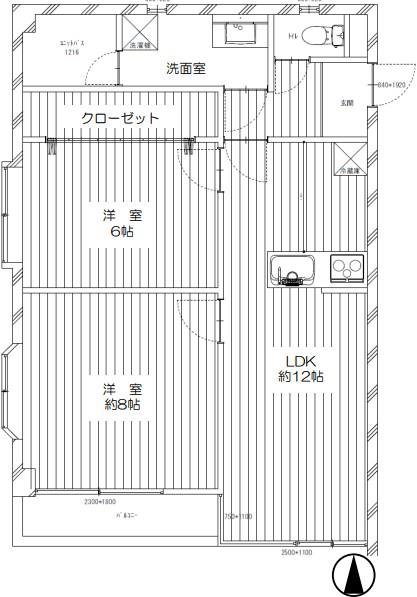 リ・ラフォーレ武蔵新城(2LDK/2階)の間取り写真
