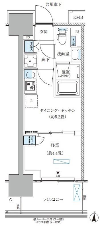 パークアクシス島コンフォートスクエア(1DK/11階)の間取り写真