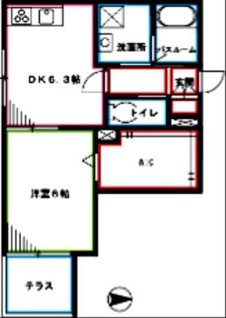 カーサエスペランサ(1SDK/1階)の間取り写真