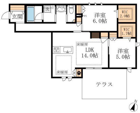 すず雅SUZUGA(2LDK/1階)の間取り写真
