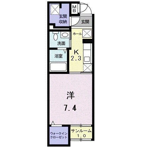 グレイスフル(1K/1階)の間取り写真