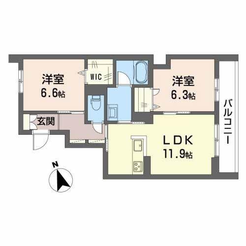 リバーサイド ハナ(2LDK/3階)の間取り写真