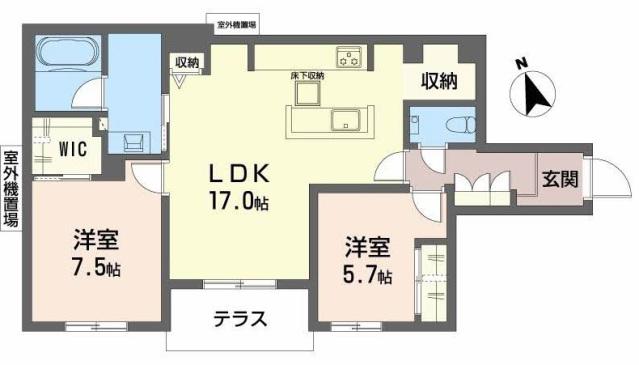 シャーメゾン グランマーサ松虫通(2LDK/1階)の間取り写真