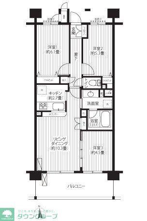 ピエス綱島(3LDK/7階)の間取り写真