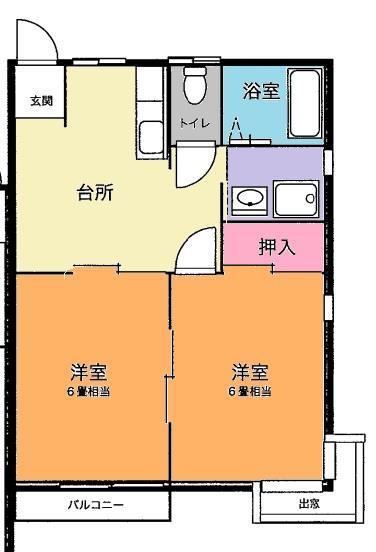 ファレーズ自由ヶ丘(2DK/2階)の間取り写真