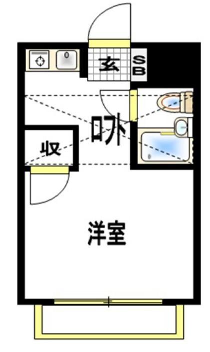 ベルピア河辺第1-1(ワンルーム/2階)の間取り写真