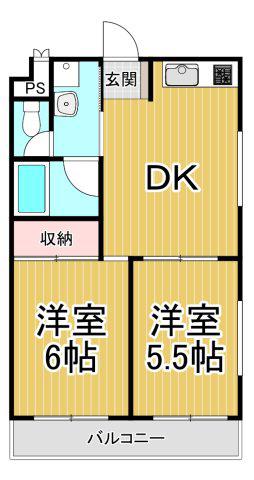 Z-RIZE宝塚プレリュード(2DK/1階)の間取り写真