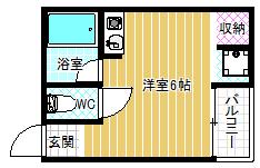国分本町マンション(ワンルーム/2階)の間取り写真
